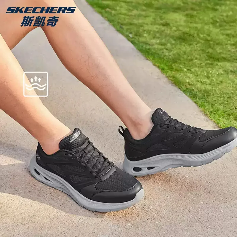 Skechers Men's Low-Top Mesh Casual Sneakers, Comfortable and Cushioned Athletic Shoes for Spring/Summer - Style 118077-BLK