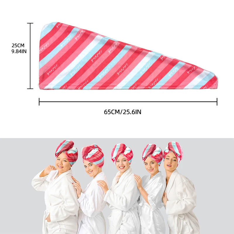1PC Microfiber Hair Fast Drying Dryer Towel Bath Wrap Hat Quick Cap Turban Dry Quick Drying Lady Household Bath Tools