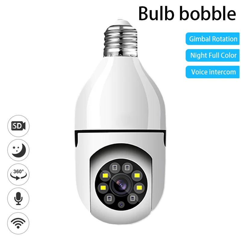 E27 Wifi Bulb Surveillance Camera Full Color Night Vision 360° Rotating Automatic Human Tracking Two-way Talk Smart Home