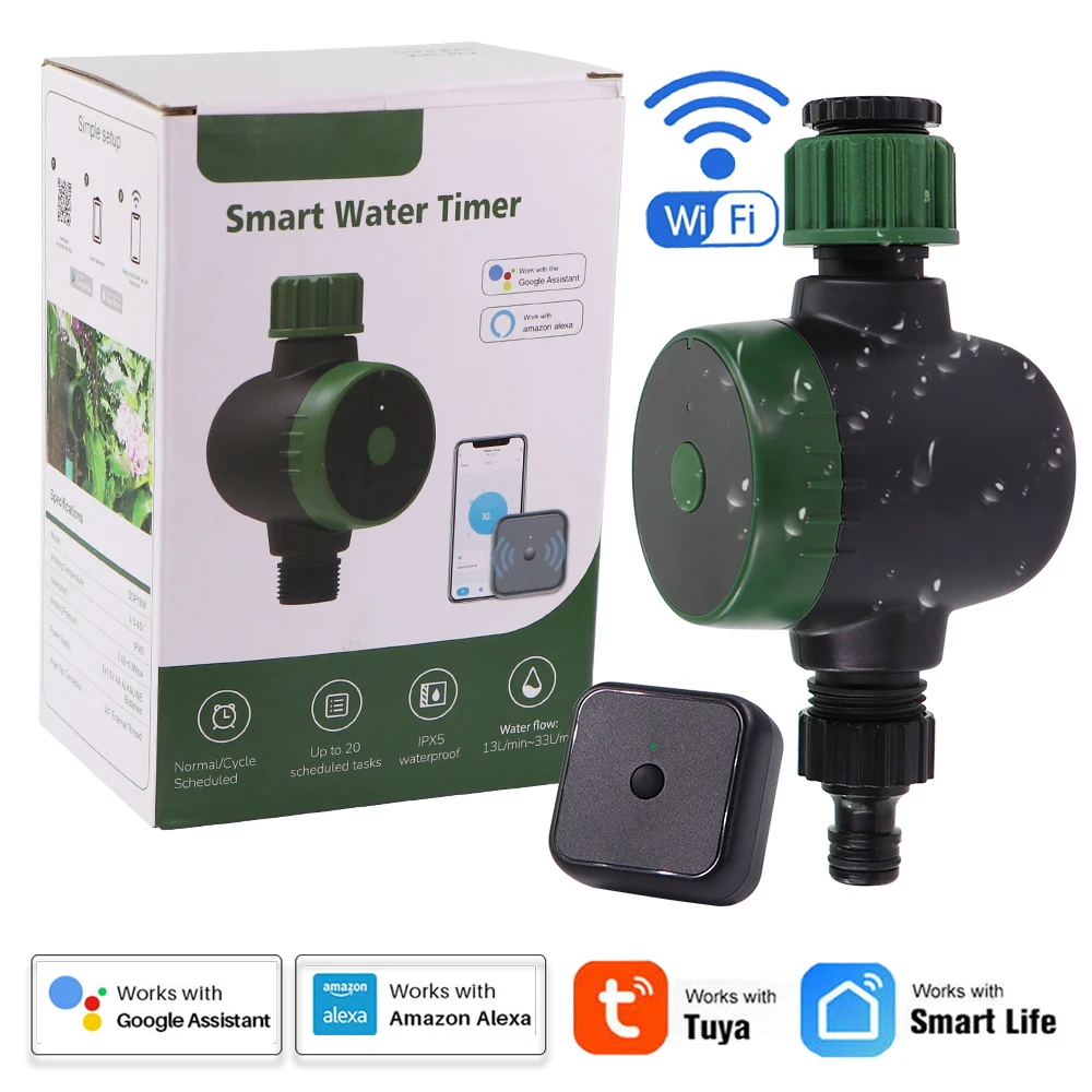 

Smart Garden Timer WiFi Bluetooth-Compatible Programmable US/EU/UK/AU Plug Rain Delay for Irrigation Automatic Watering System