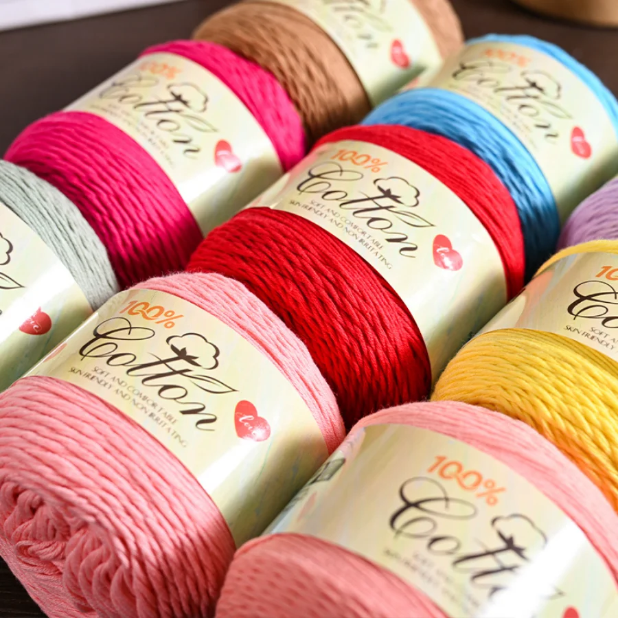 1 Pack of 8-Ply 100% Cotton Yarn, Handmade Knitting Yarn, Suitable for Hats, Sweaters, T-Shirts, Scarves, Cushions, Blankets