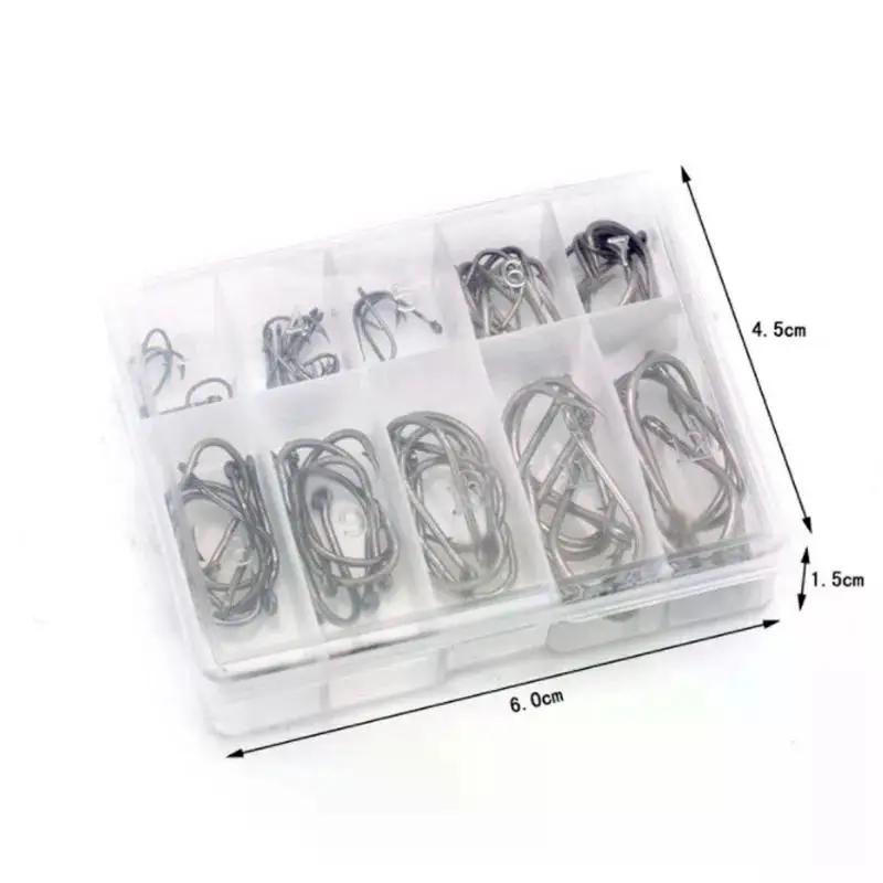 Iseni Small Ten Grid 100 Piece Boxed Fish Hook Tube Payment Iseni 3-12 # with Inverted Thorn and Hole Black