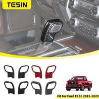 TESIN for Ford F150 2015 2016 2017 2018 2019 2020 Carbon Fiber Grain Gear Shift Head Knob Trim Cover Stickers Car Accessories