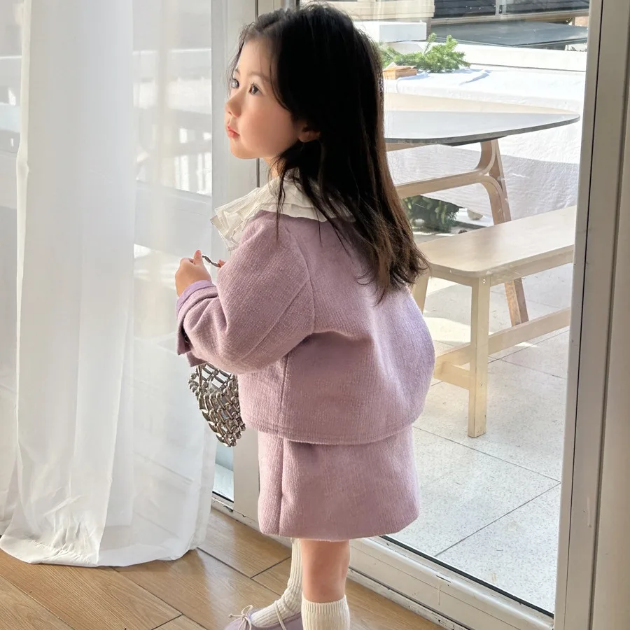 

Girls Clothes Suit Spring Set 2024 New Style Fashion Korean Style Coat Half Skirt Two-piece Fashion Sweet Girl Wear 2-piece Set