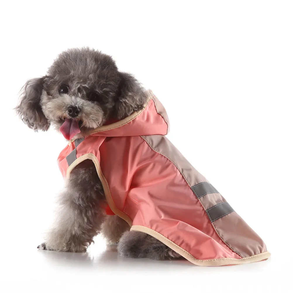 Pink Reflective Dog Raincoat XL – Waterproof Hooded Pet Rainwear with Elastic Fit & Safety Reflectivity