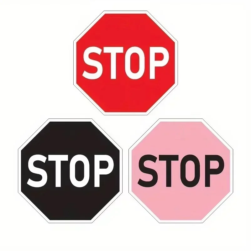 Octagonal STOP Sign Metal Tin Sign 3 Colors Optional Red Black Pink Stop Letter Traffic Sign Style Iron Plaque Wall Decor for Garage Bar Porch Home Wall Art Gift For Minimalist Decor