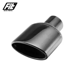 Stainless Steel Black Exhaust Tail Pipe 57mm Universal Car Oval Rolled Muffler Throat End Tip