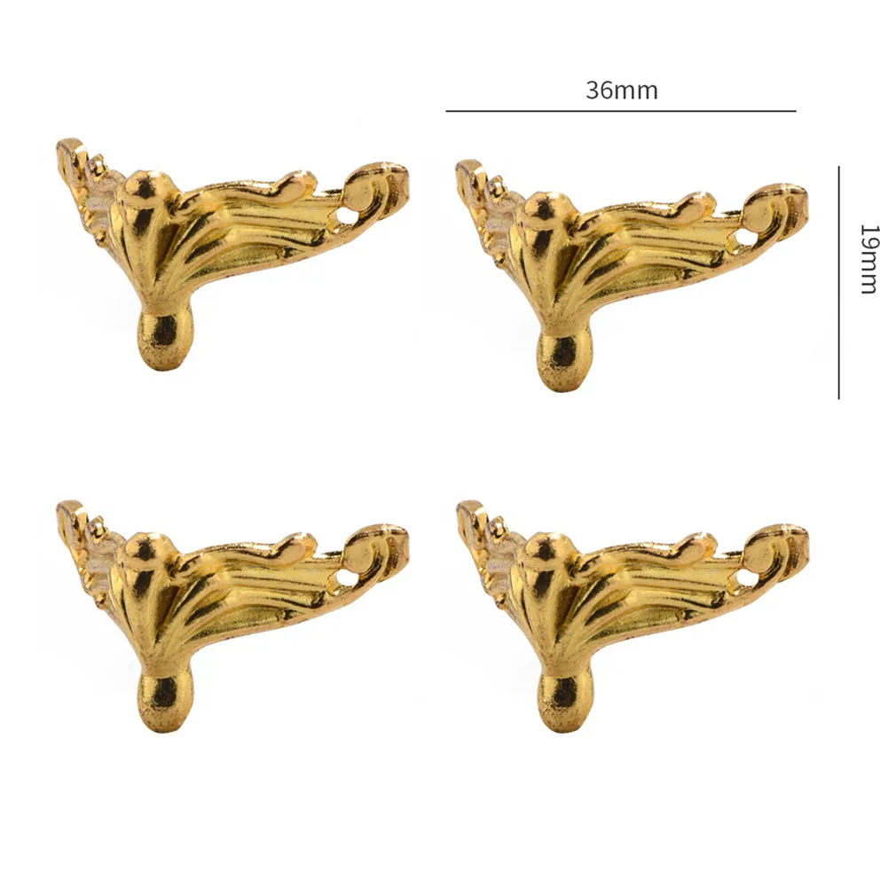 Antique Zinc Alloy Corner Protectors 4 Pack for Furniture Table Legs Desk Edges Box Corners and Decorative Metal Reinforcement