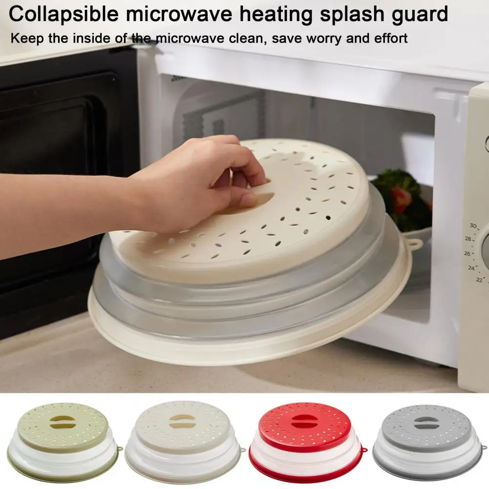 Steam Vent Microwave Cover Foldable Vented Microwave Splatter Cover Heat-resistant Lid with Handle Hook Hole Bpa-free for Plate