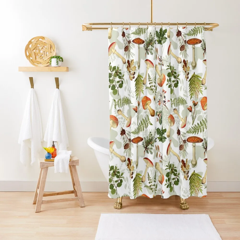 

Thanksgiving Mushrooms Harvest- white Shower Curtain Shower For Bathroom Set Shower Bath Bathroom For Set Curtain