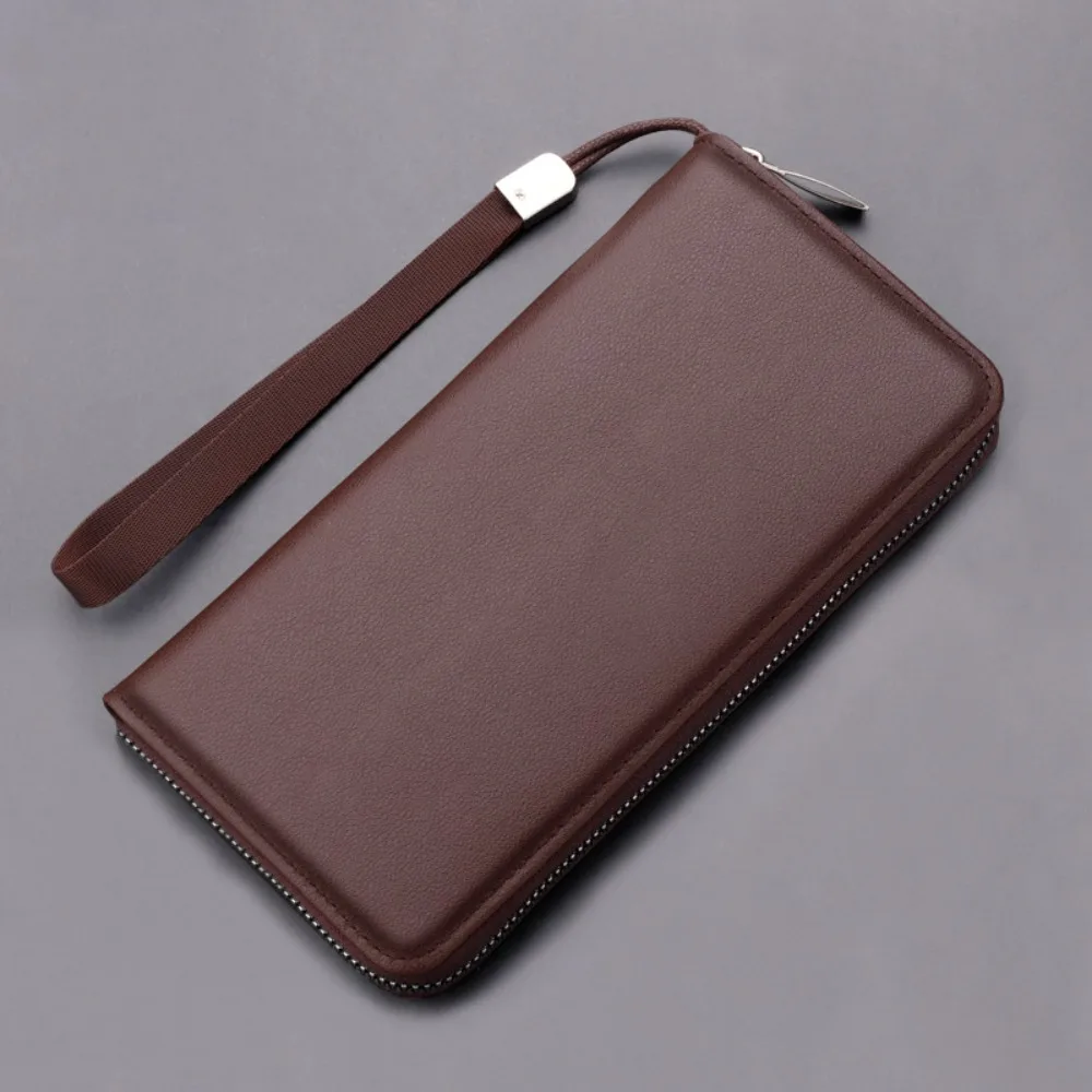 

Minimalist PU Leather Men's Wallet Long Style Black Coffee Multiple Pockets High Capacity Slim Wallet Men Women