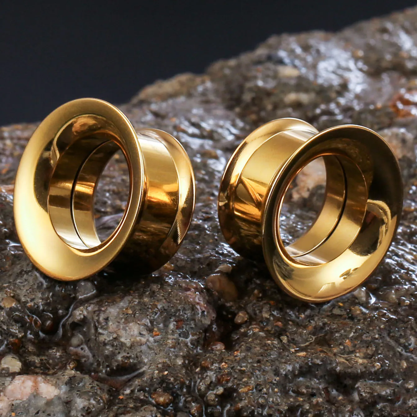 Giga 2Pcs Screw Double Flared Ear Tunnels Plugs Stainless Steel Ears Stretcher Earrings Piercing Body Jewelry