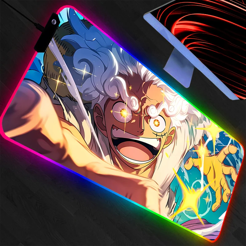 

Коврик для мыши One Piece RGB, аксессуары для аниме-игр, светодиодный коврик для клавиатуры, настольный коврик, коврик для геймеров, коврик для мыши с подсветкой, прочные коврики для мыши