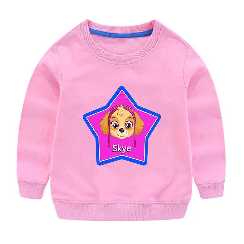 Sweat-shirt à col rond Paw Patrol pour enfants, 100% coton, dessin animé mignon, Chase, Skye, vêtements de base pour bébé, haut, printemps, automne, cadeaux