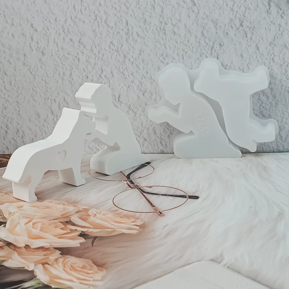 

Boy and Puppy Silicone Mold DIY Home Decorative Scented Soap Candle Silica Mould Craft Ornament Kid Dog UV Epoxy Resin Mold