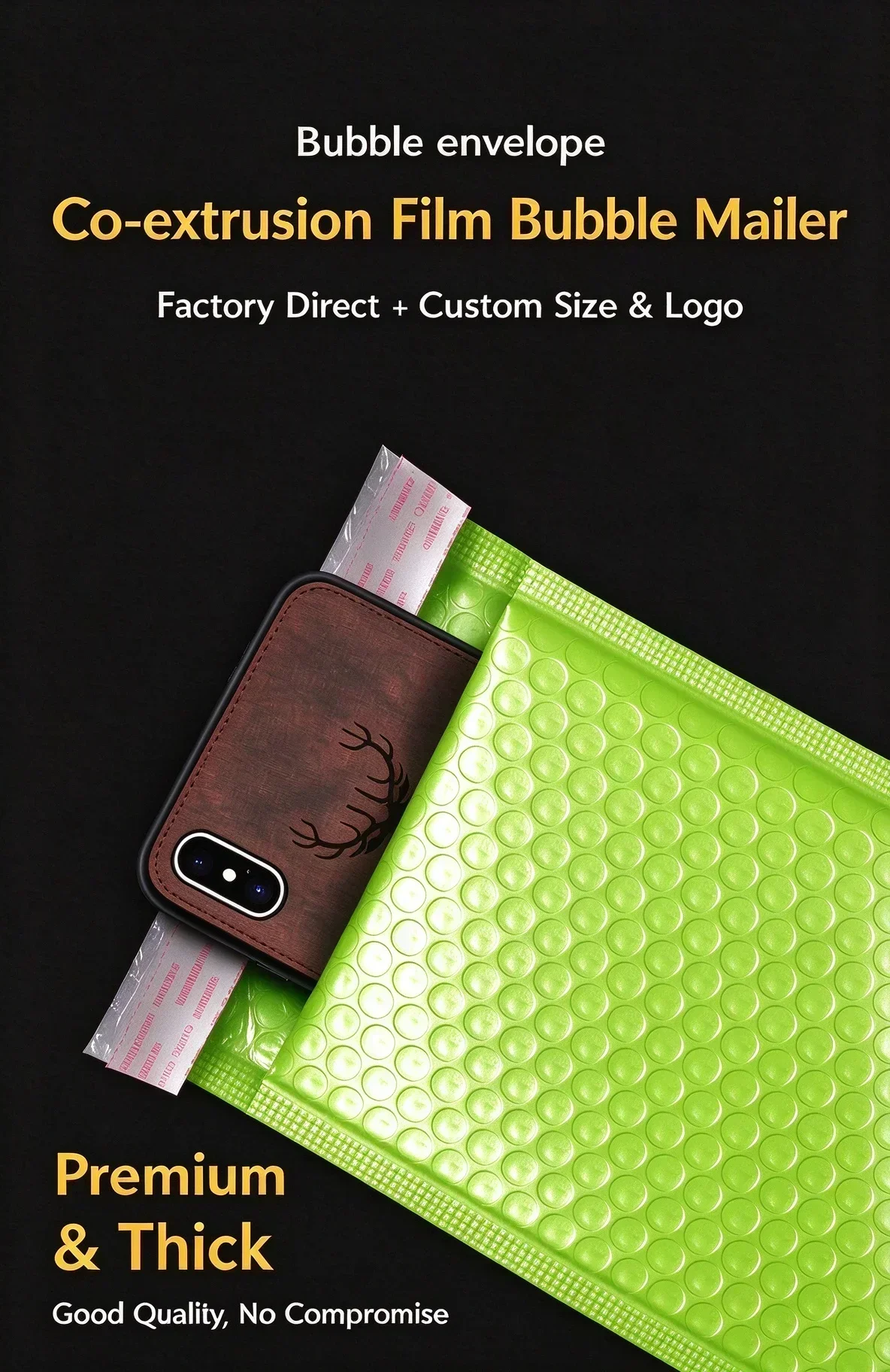 HUALIWEN Green Poly Bubble Mailers, Self Seal Waterproof Padded Envelopes, Shockproof Mailing Shipping Bags, 30Pcs
