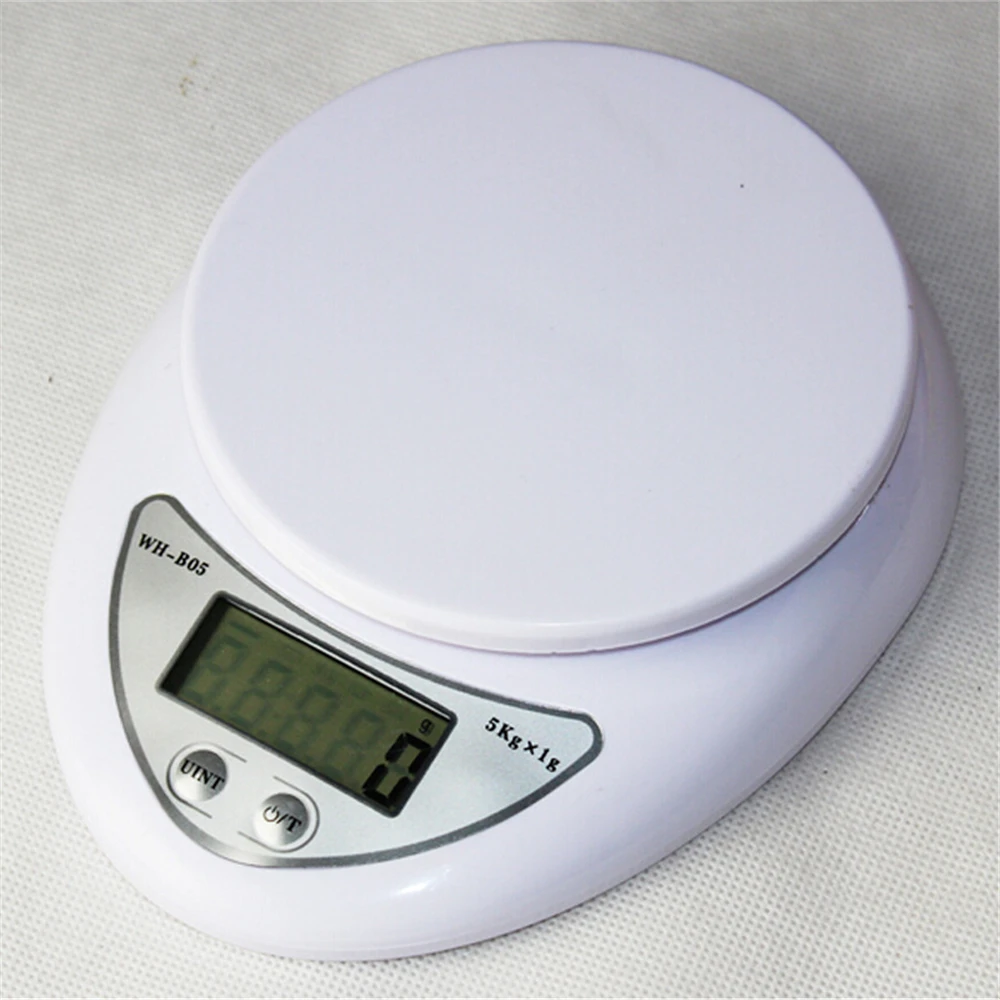 Digital Electronic Kitchen Scale Weighing Balance Tools Mini Food Scale Pocket Scale Plastic White Coffee Scale 5KG/1g