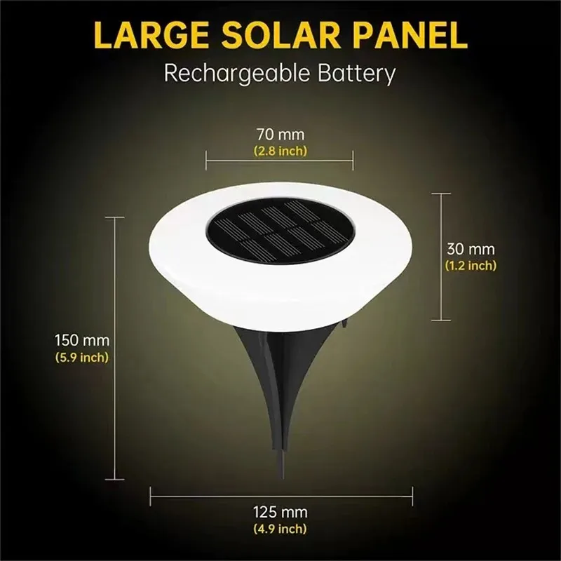Solar Ground Light Outdoor Waterproof Landscape Lighting Spike Lamp for Driveway Backyard Walkway Garden