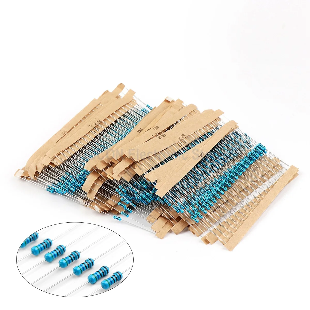 150/300/600Pcs Metal Film Resistor Kit 1/2W(0.5W) 1/4W(0.25W) 1W 2W 3W 30Value Color Ring Assortment Kit 5% 0.1~750R 1K~820K