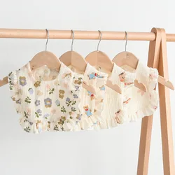 3pcs Children Bib Set Cotton Muslin Toddler Baby Comfort Saliva Dorp Shape Towel Solid With Button Kid Bibs