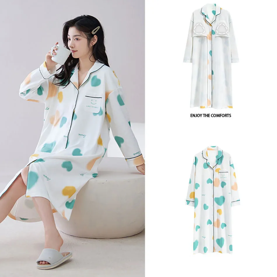 Maternity Clothings Pregnant Women Wearing Padded Pajamas Cotton Loose And Comfortable Casual Long Sleeved Maternity Pajamas