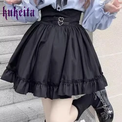 Japanese Kawaii Lolita Skirt Preppy Style Women High Waist Ruffles A-line Mini Skirt Sweet Girly Summer Harajuku Y2k Short Skirt