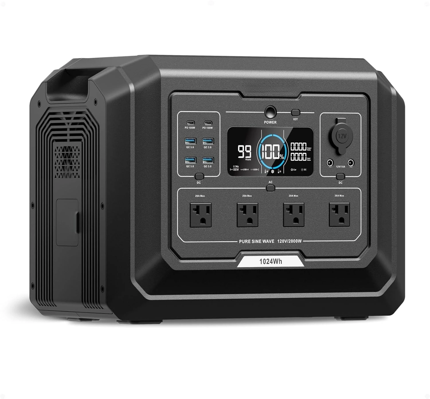 Mega 1 Portable Power Station 2000W (Surge 4500W), 1024Wh LiFePO4 Battery Solar Generator, Expandable to 5kWh, UPS, Customized