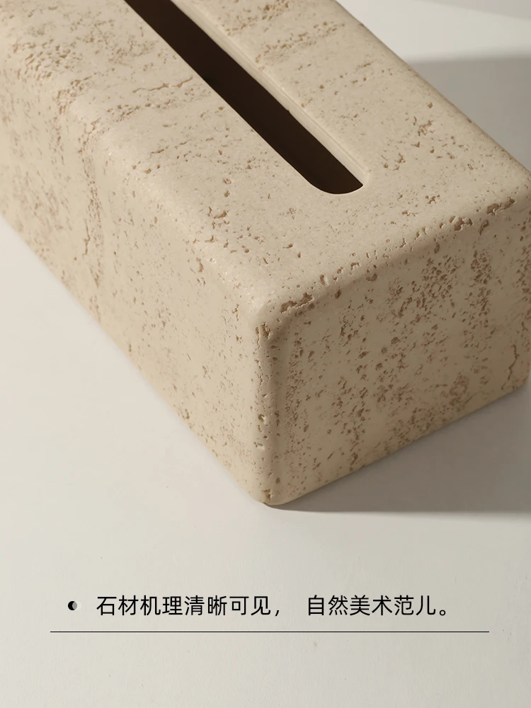 Imagem -04 - Suporte de Caixa de Tecido Retangular de Mármore Luz Abstrata Mesa de Luxo Criativo Bege Tecido Papel Capa Ins Moderna Sala de Estar