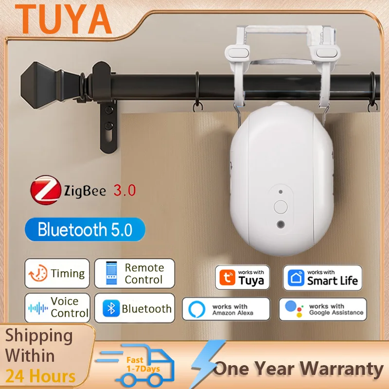 Tuya Smart Curtain Robot Zigbee/Bluetooth Track Curtain Robot Zigbee Smart Curtain Driver Robot Tuya App/Siri AlexaVoice Control
