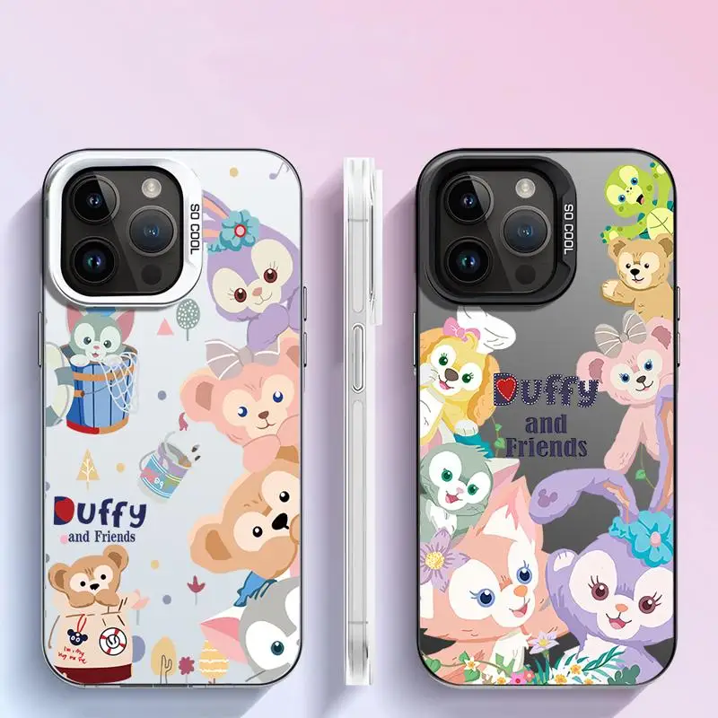 Disney Flower Duffy And Friends Matte Phone Case for Apple iPhone 15 14 13 12 11 pro Max 15plus 14plus XS X Colored Silver Cover