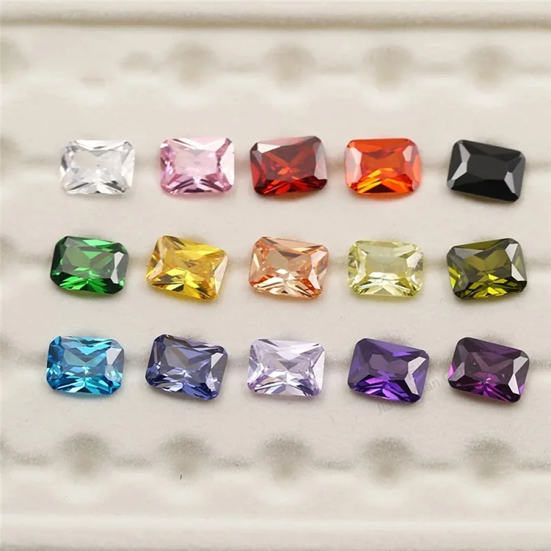 1PCS Per Colors Total 15pcs CZ Stone 4x6mm 5x7mm 5A Oval Pear Octangle Cut Loose Cubic Zirconia Synthetic Gemstone for Jewelry