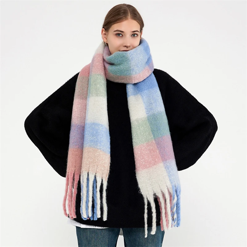 Winter Cashmere Women Scarf Female Luxury Brand Scarves Lady Tassel Bandana Women Solid Shawl Wraps Foulard Poncho Pashmina