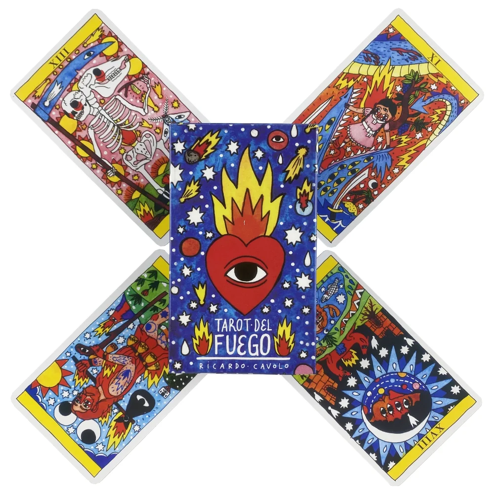 Tarot Del Fuego : Jeu de cartes de tarot, guide des oracles, édition de divination, cartes de jeu de société