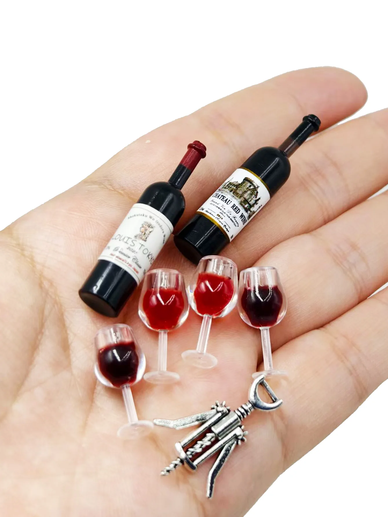Dollhouse Mini Wine Champagne Set 1:6 1:12 Scale Miniature Toy Ornament Doll House Decoration Accessories Ideal for Holiday Gift - view 2