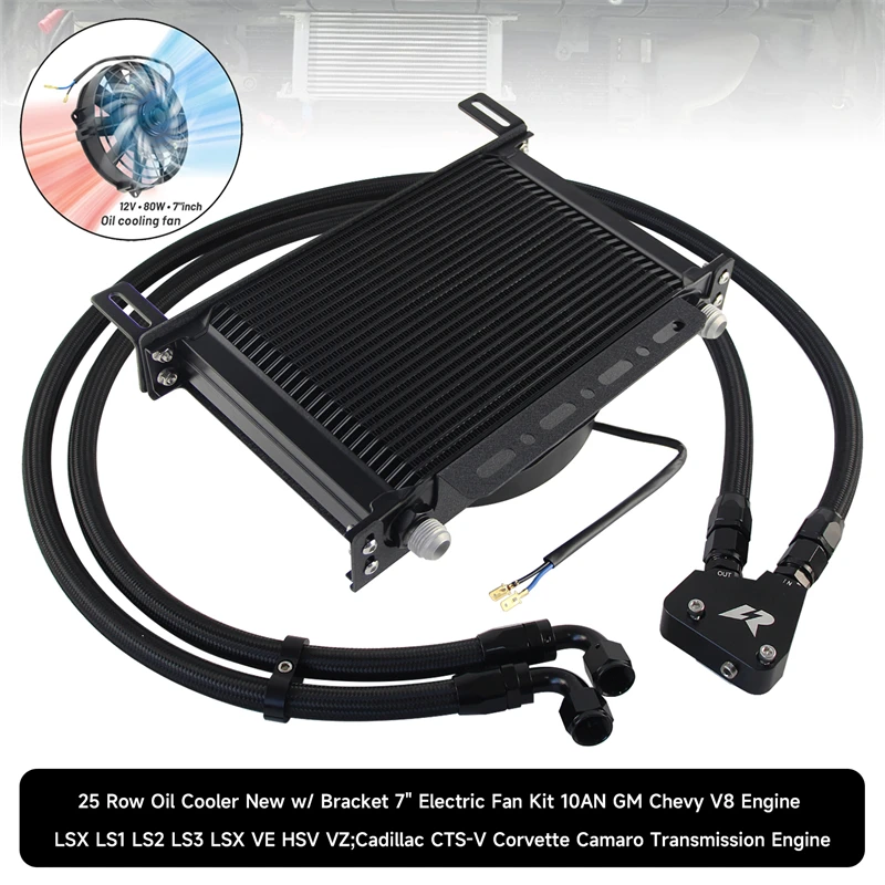 AN10 25 Row Oil Cooler+LS1 LS2 LS3 Adapterw/ Bracket 7