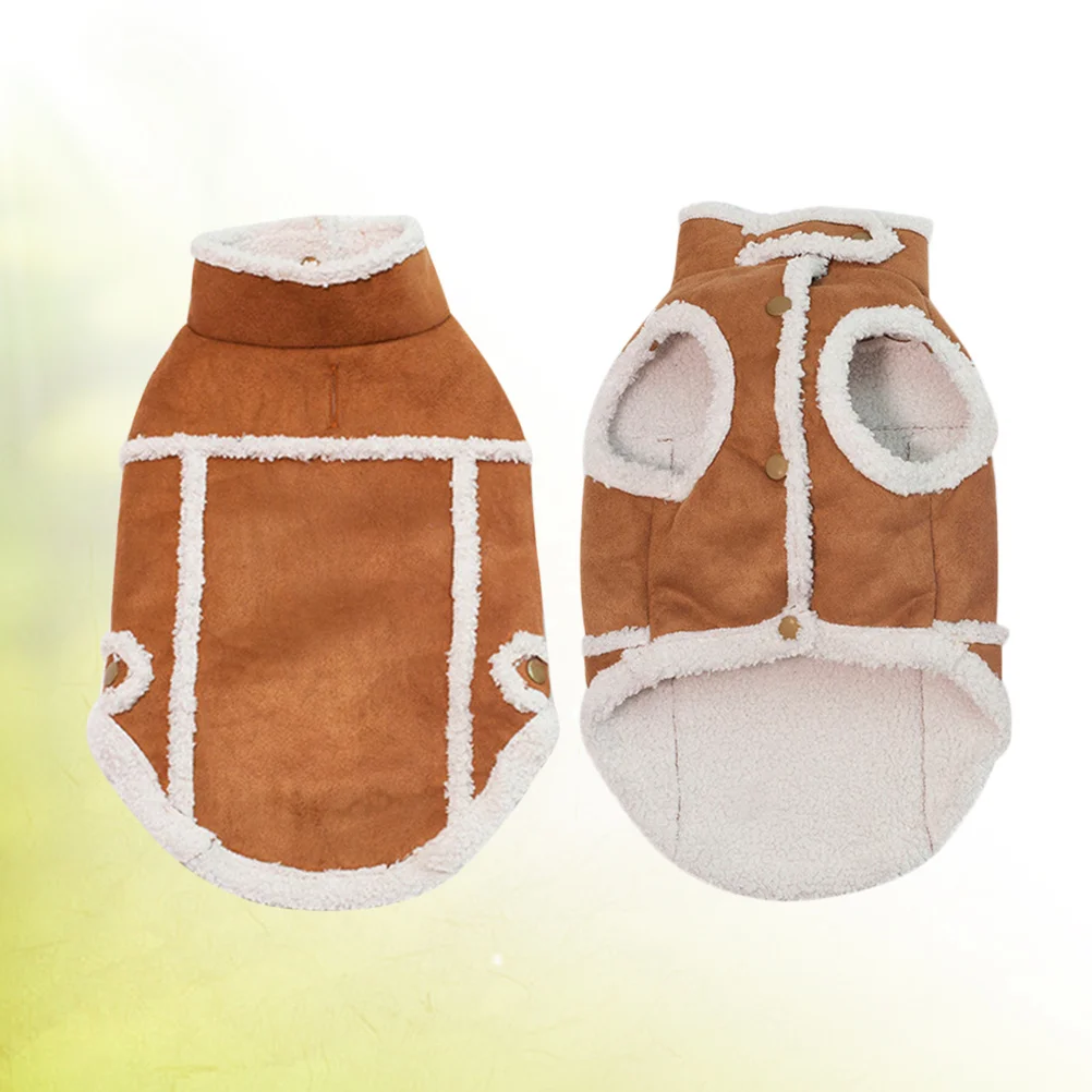 

Dog Jacket England Style Suede Warm Coat For Puppy Outdoor Walking Party Photo Wear Brown Size S Pet Clothes