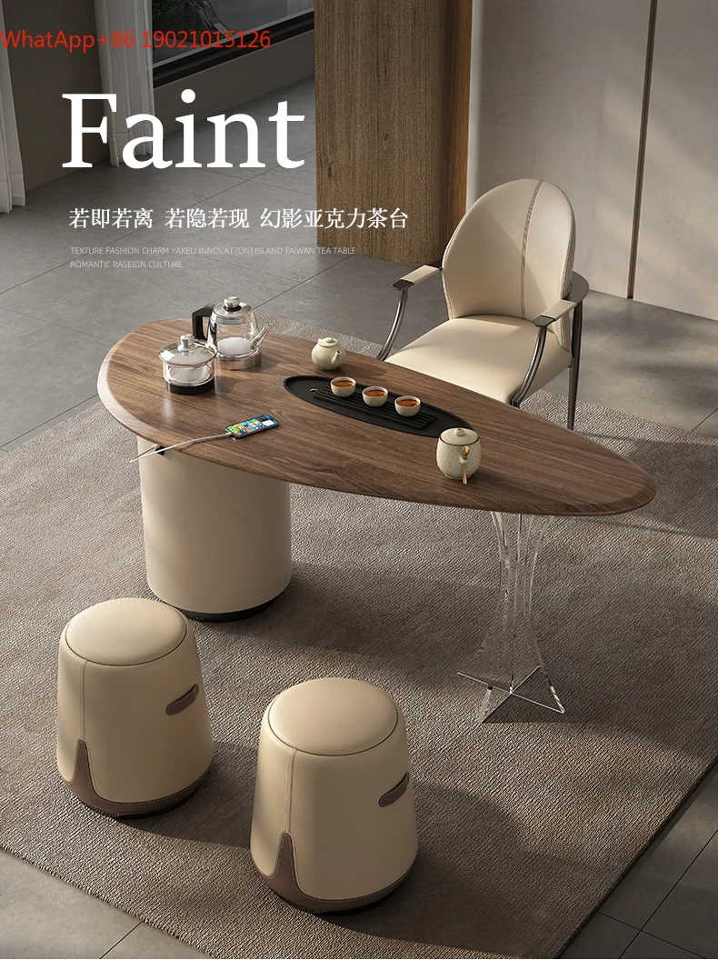 

Wabi Sand wind size apartment simple living room balcony walnut small tea table