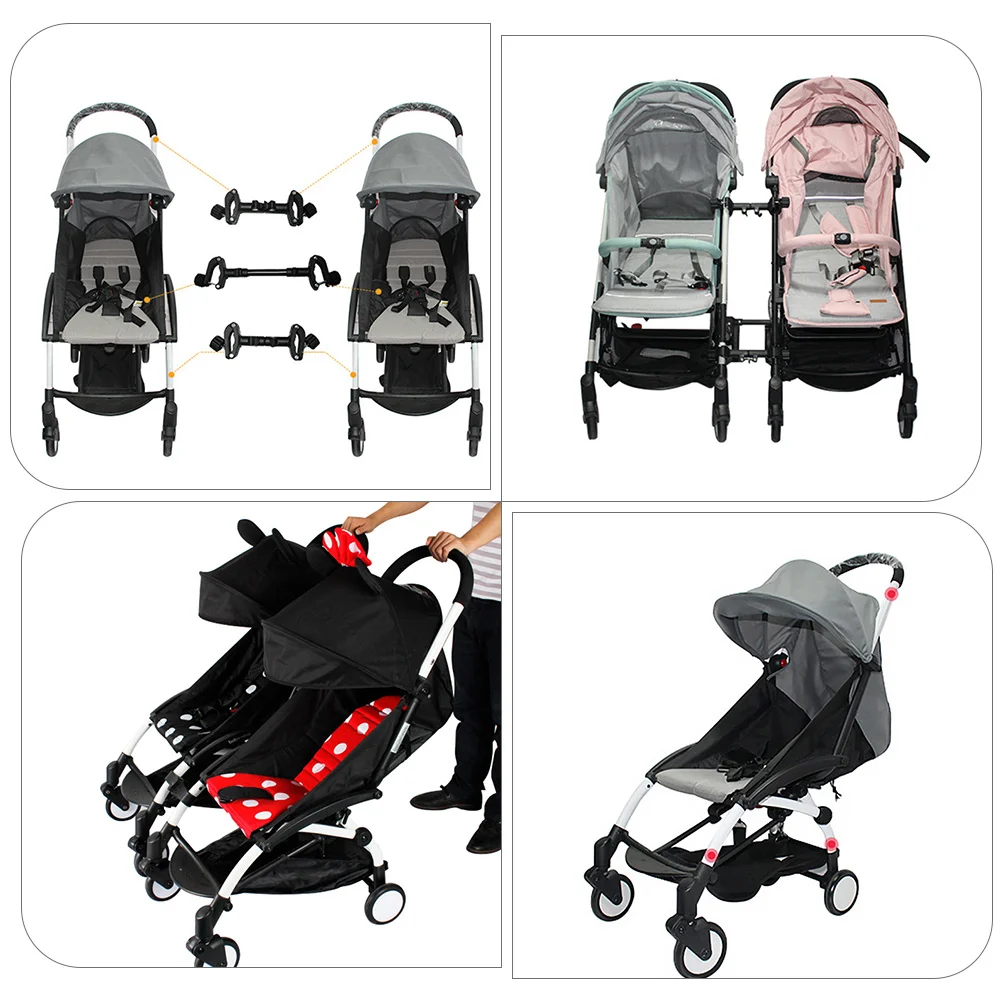 

3Pcs Baby Stroller Connector for Twins Adjustable Pram Linker Outdoor Toddler Double Stroller Connector
