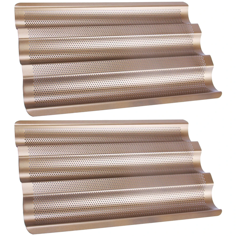 

2 Pcs Bread Rack Pan for Baking Molds from Form Nonstick Pastry Loaf Tin 3 Wave Barbecue