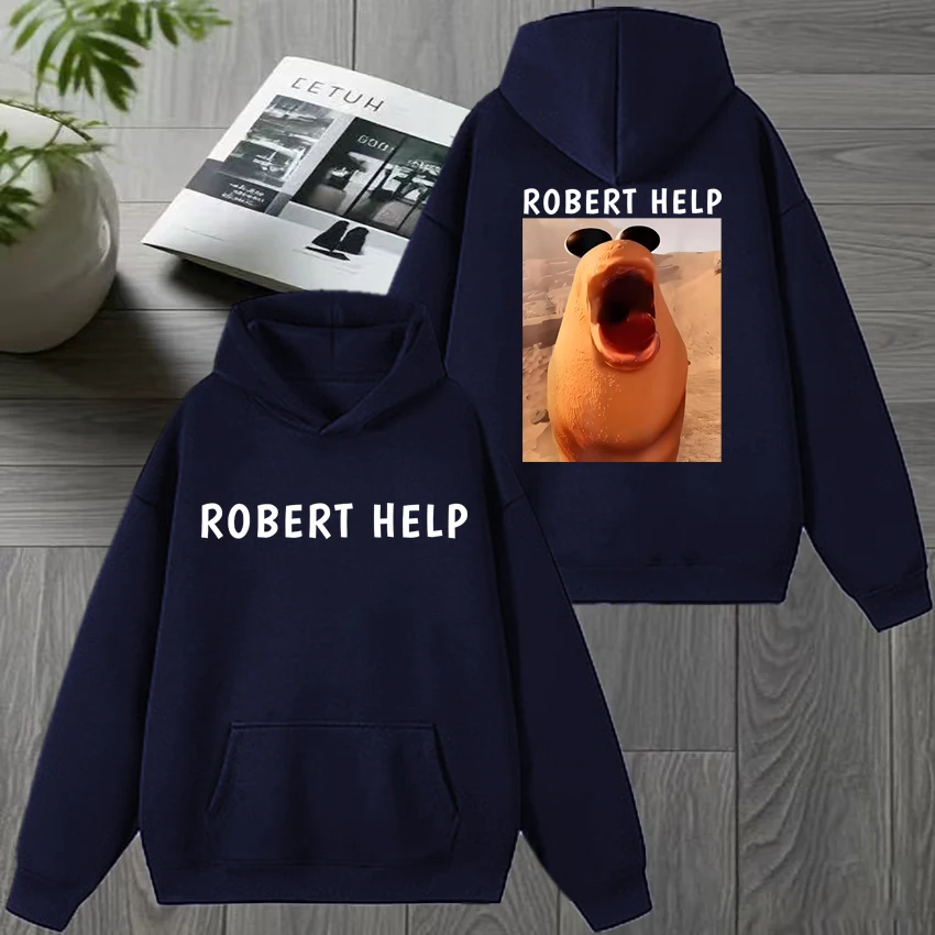 Marcus The Worm Funny Meme Felpa con cappuccio con stampa fronte-retro Felpa unisex moda harajuku Uomo donna Fleece Casual Pullover invernale