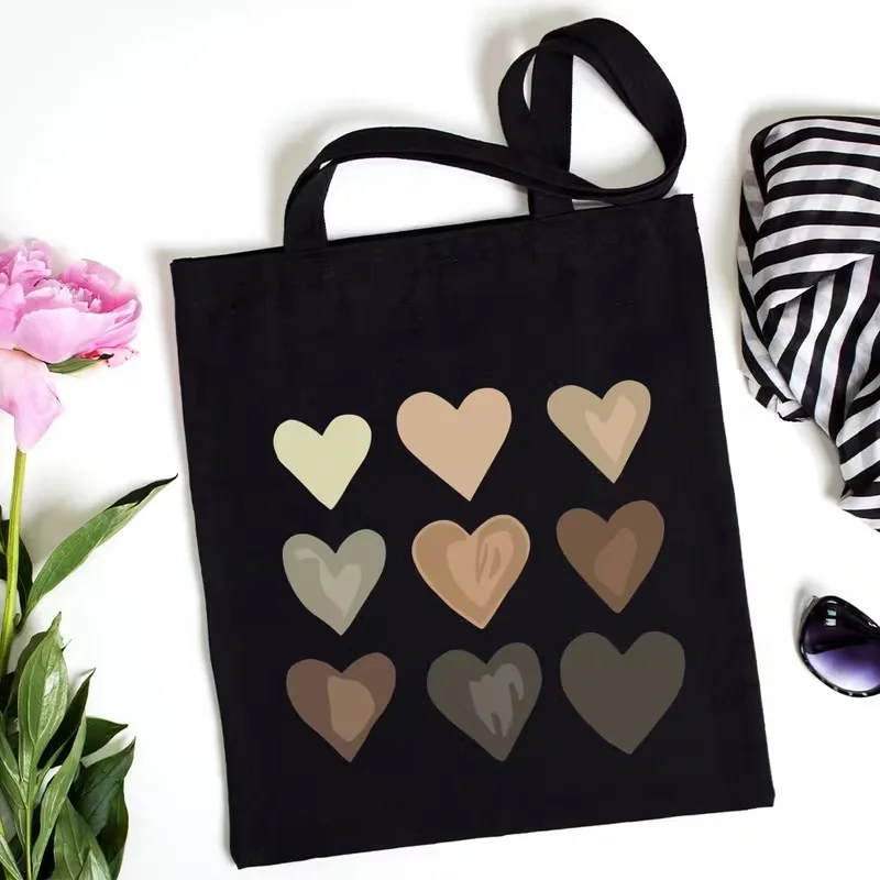 Chic Love Themed Canvas Tote Bag Perfect Valentine's Day Gift for Her, Vintage Handbag for Shopping, Travel, Picnics
