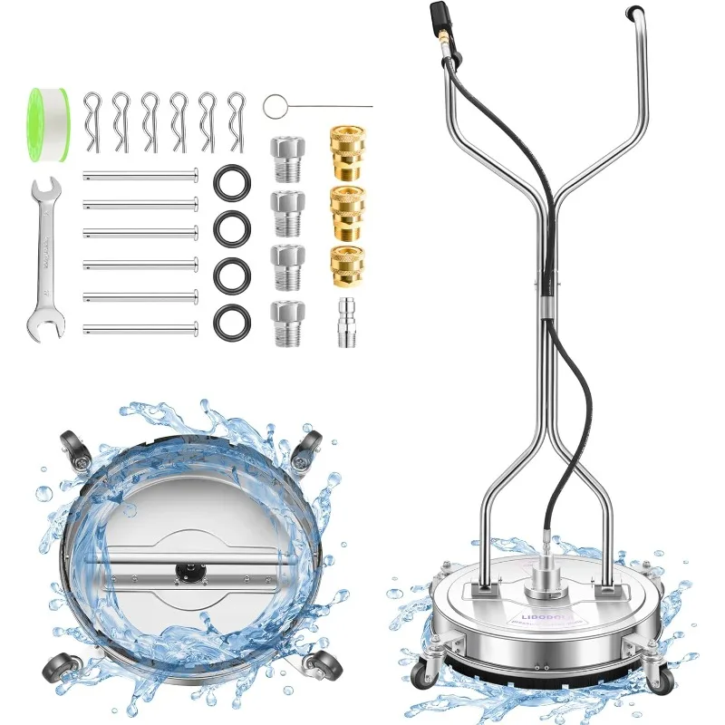 20-calowy myjka ciśnieniowa z 4 kółkami - podwójny uchwyt ze stali nierdzewnej do czyszczenia powierzchni do mocowania myjki ciśnieniowej f