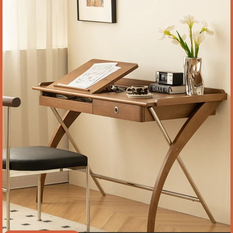 Solid wood desk, simple computer desk for students, small apartment, living room, bedroom, double desk, desk, desk