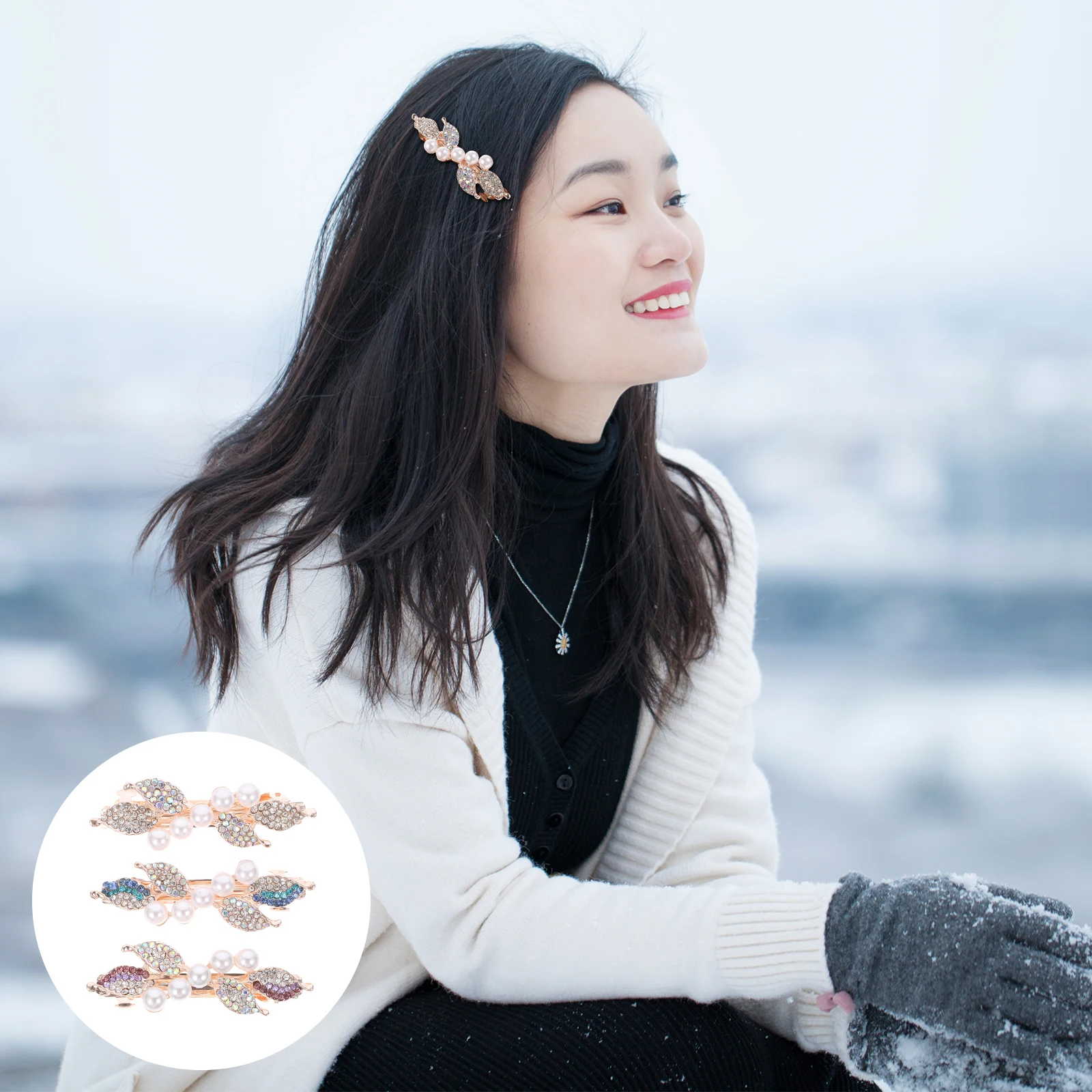 

3pcs Hair Clips Rhinestone Barrettes Bobby Pins for Women Girls Rhinestone Barrettes Fix Hairstyles Without Discomfort