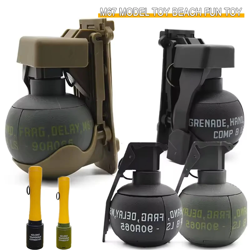 

9T Grenade Model Toy Pull Ring Impact Grenade with 1 Bag Ammo, Tactical Airsoft Paintball Fun Toy for Adults Outdoor CS Game