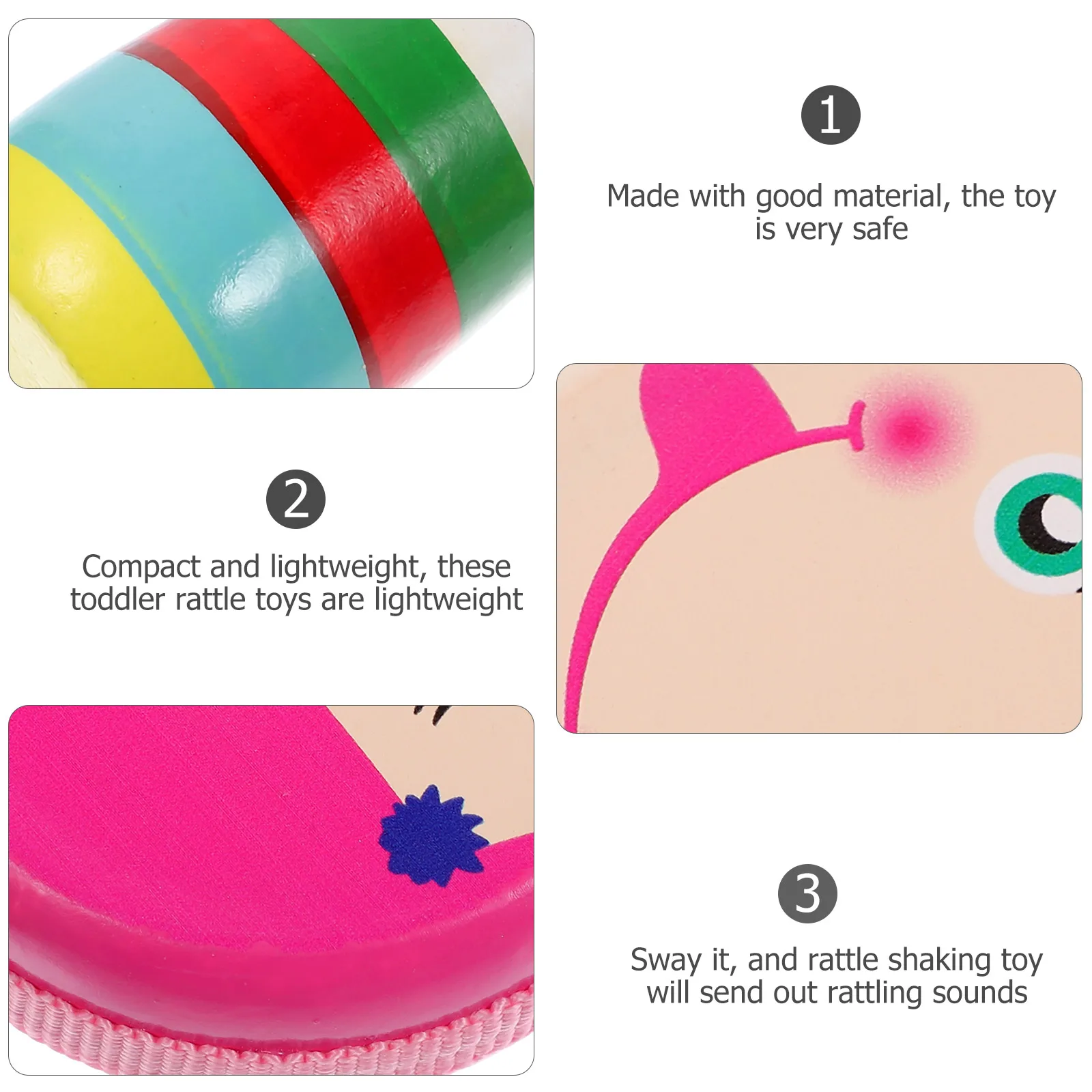 

4 Pcs Rattle Drum Toys Baby Toddler Handheld Polyester Infant for Toddlers