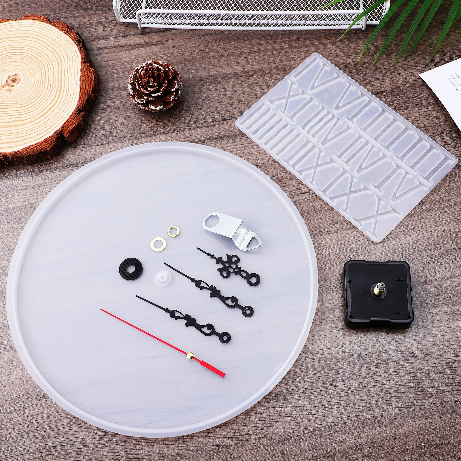 Circular Resin Clock Mold Kit Roman Numbers MD3550 MD3323 Clock Mechanism Silicone Molds For Epoxy Resin Wall Ornament Flexible