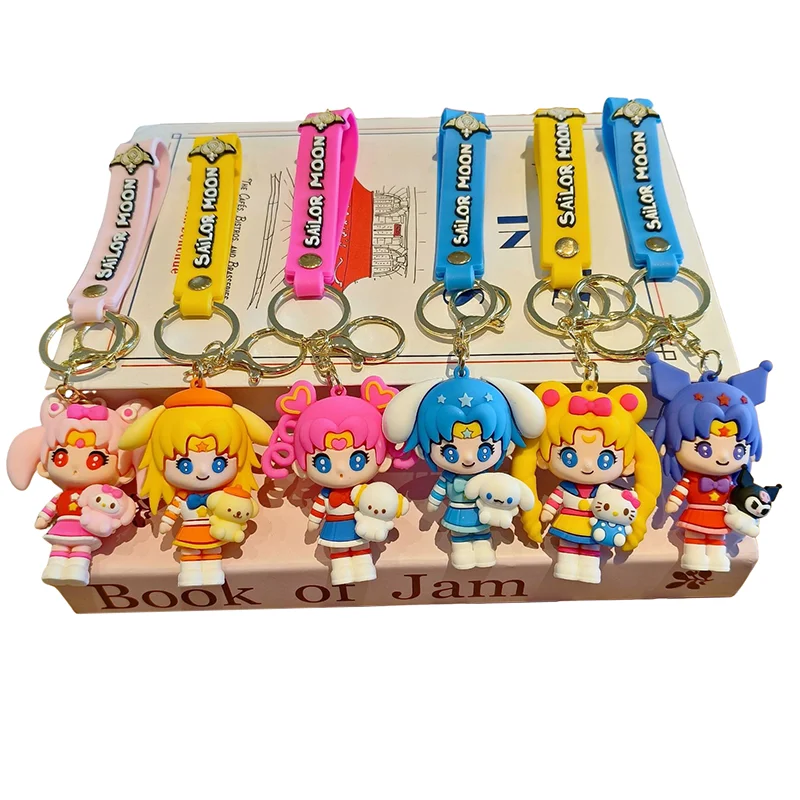 

Anime Cartoon Sanrio Kuromi Cinnamoroll Pochacco Hello Kitty Car Keychain Boys Girls Lovely Action Figure Model Keyring Pendant