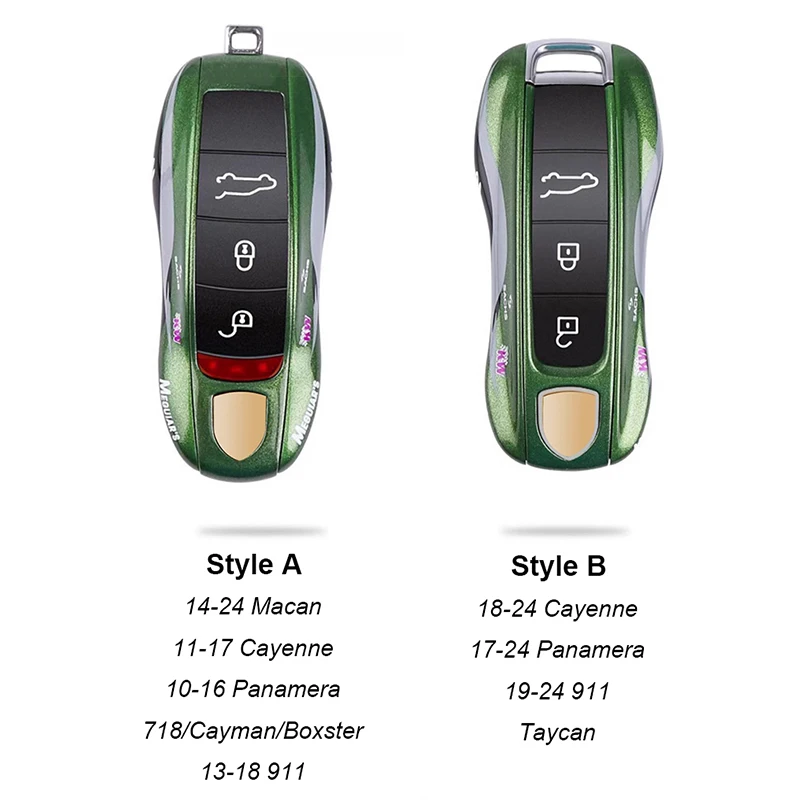 Per Porsche Cayenne Panamera Macan 718 Cayman Boxster 911 Taycan 2010-2018 2025 Chiave Dell'automobile Fob Copertura ABS Verde Canguro Chiave caso