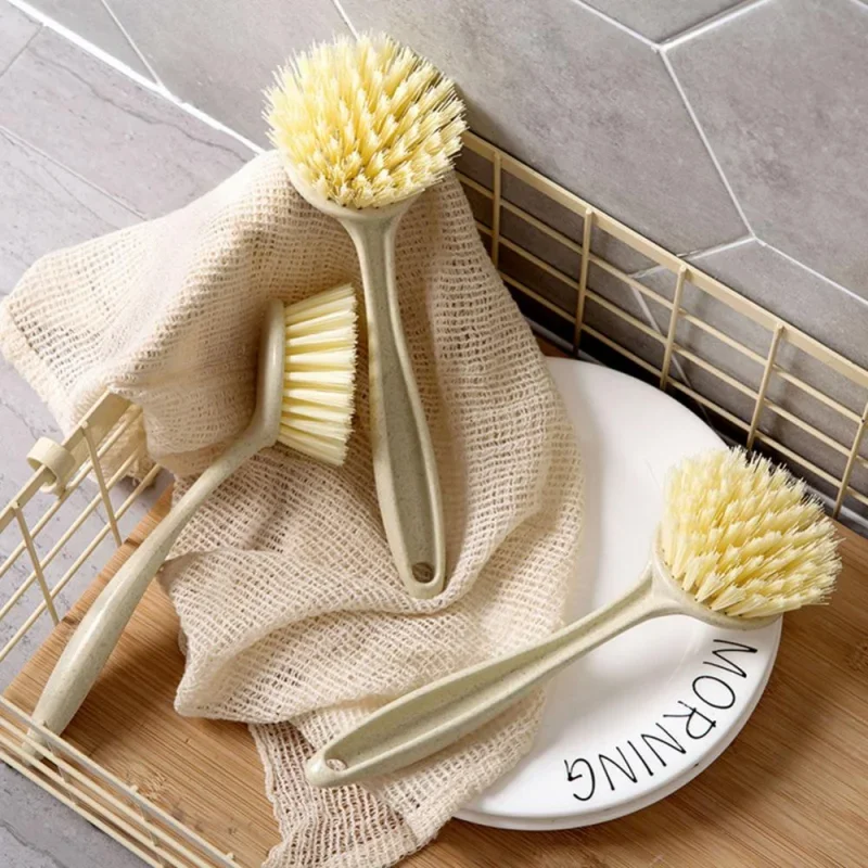 Pink Kitchen Cleaning Decontamination Long Handle Pot Washing Brush Household Handle Stove Cleaning Brush Pot Washing Brush